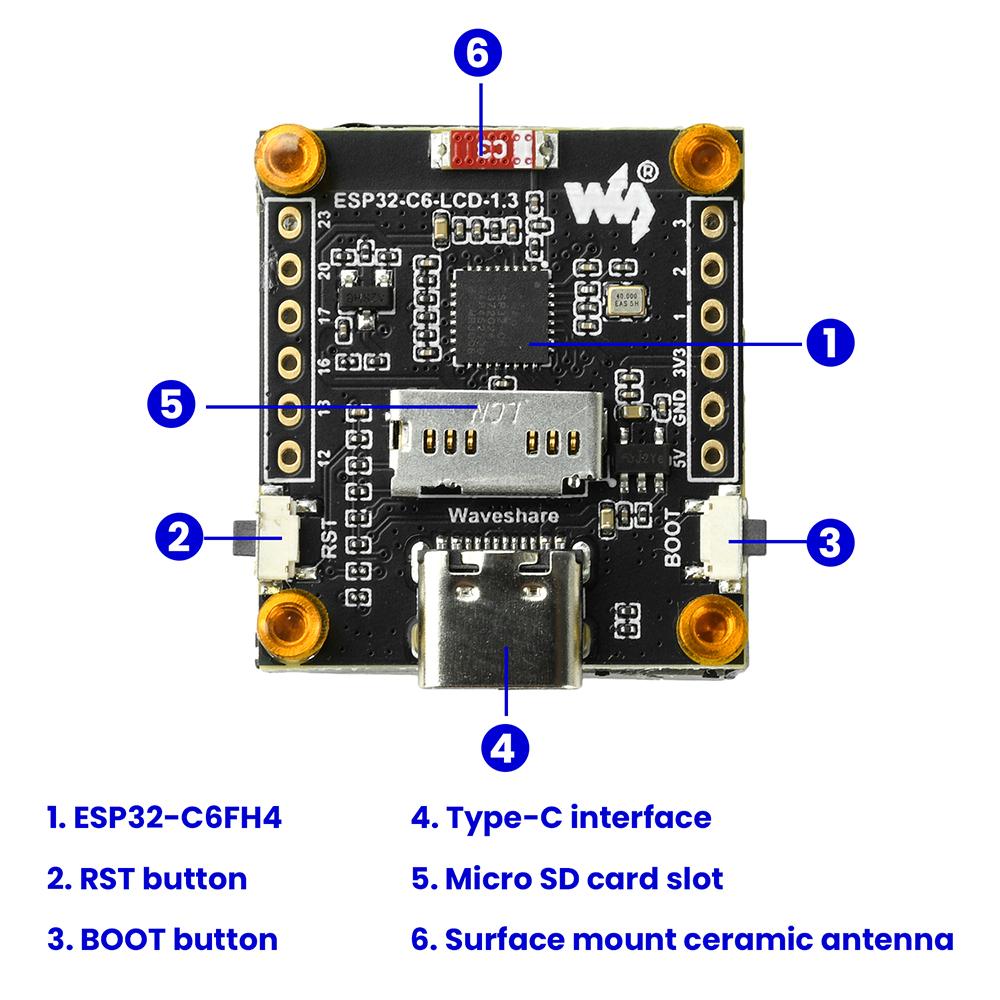 ESP32-C6 1.3-inch LCD display ST7789 WIFI Bluetooth development board 240x240 resolution single core processor Type C