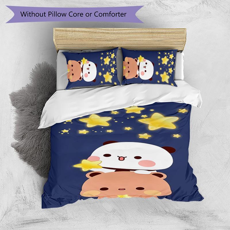 dudu bubu Printed 3PCS Bedding Set Soft Breathable Duvet Cover Pillowcases Set Washable Bedroom Decor Home Gift