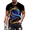 Fashion Men's Crew Neck Short Sleeve 3D Animal Color Printing Animal Short Sleeve Crew Neck T-Shirt