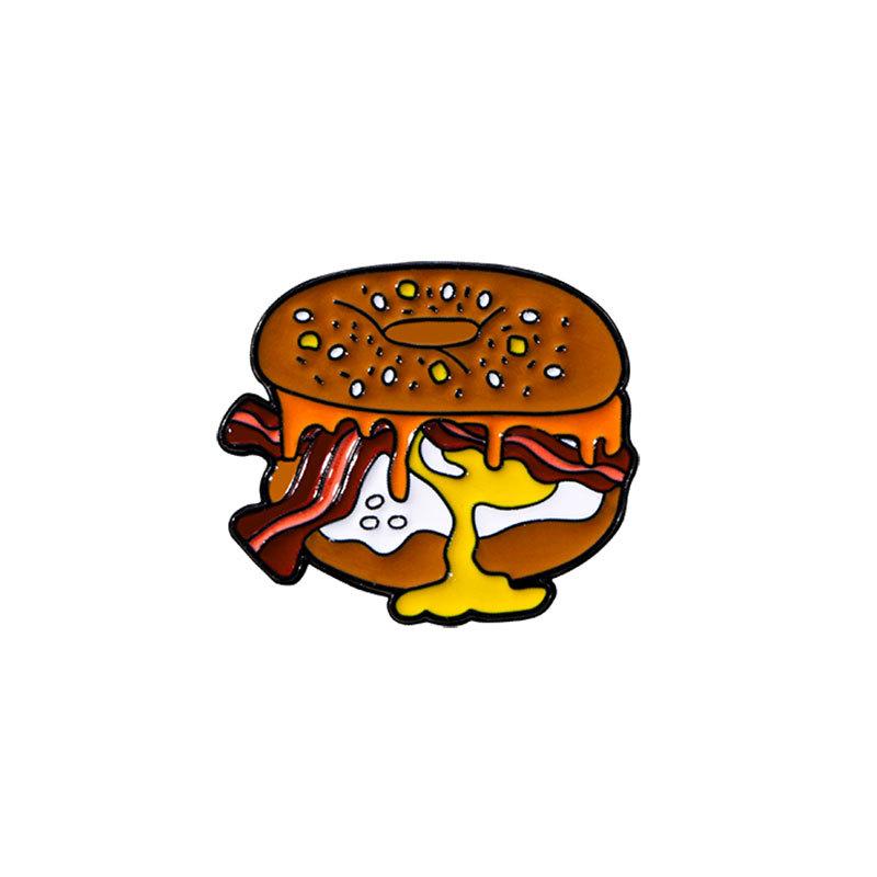 Alloy Oil Dropped Cartoon Hamburger Brooch Cute Creative Badge for Students Gift Waist Cinching Clothing Bags Decoration