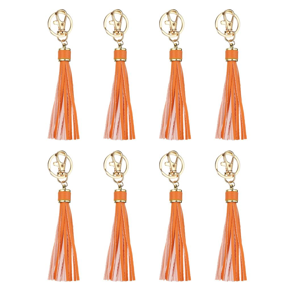 8pcs PU Leather Tassels PU Tassels with Key Rings Tassel Curtain Bag Tassel for Jewelry Making Phone Straps Handbag DIY Crafts