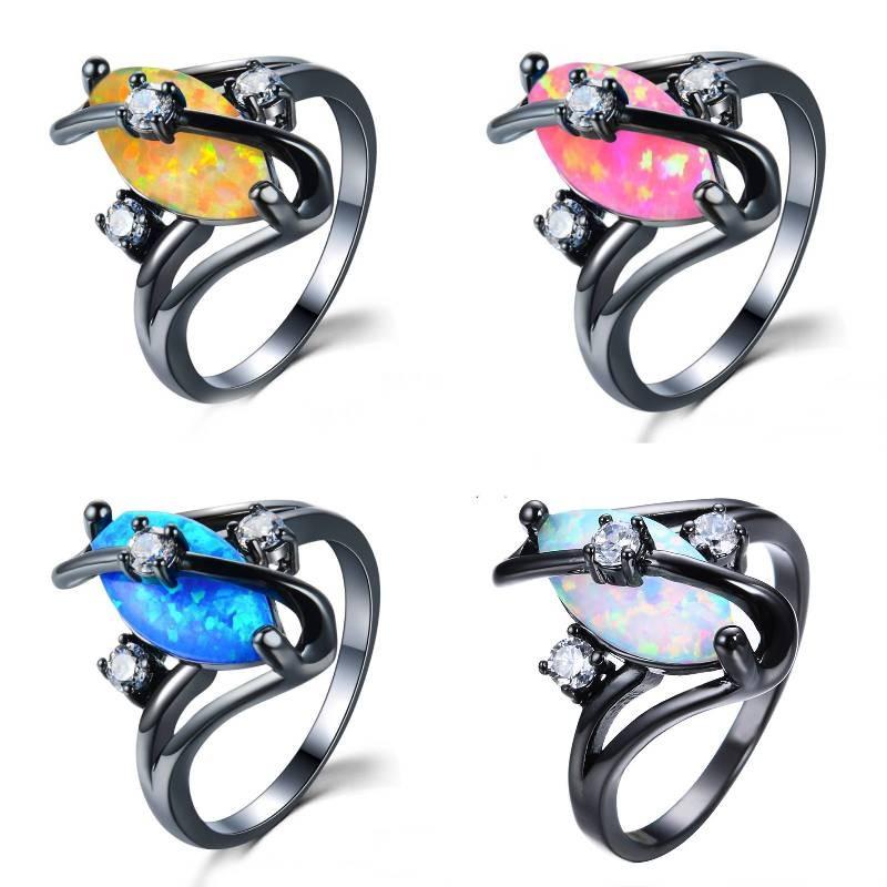 Wish Black Gold Sshaped Cz Ring With Pearllike White Stone For Elegant Womens Jewelry