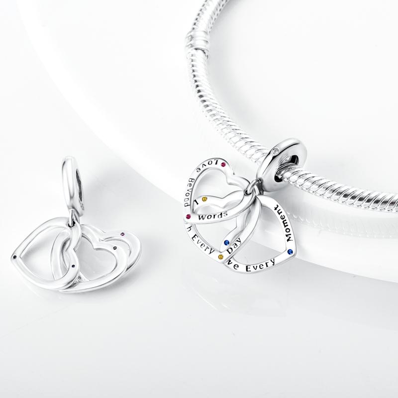 Original Charms Copper Good Life Heart Pendant Charm Beads Fits 3Mm Original Bracelets For Women Diy Fine Jewelry Gifts New