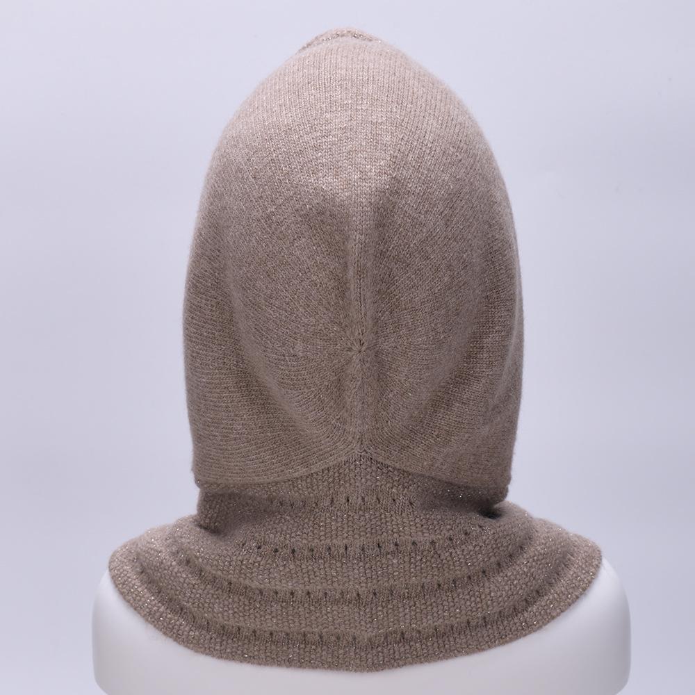 Balaclava hat, scarf, one-piece pullover, one-piece hat with lining, thermal windproof hat, autumn and winter knitted hat