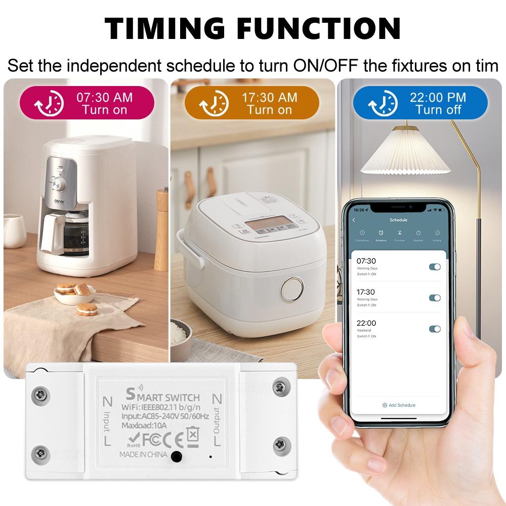 Universal Circuit Breaker Timer 10A WiFi Wireless Control Smart Switch Tuya Smart Switch Life App WiFi Voice Relay Controller