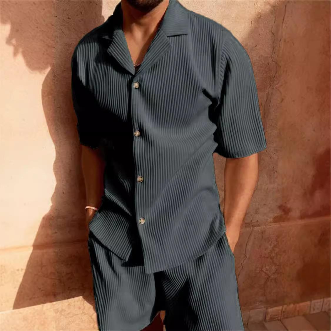 

Летний мужской однотонный спортивный костюм шорты рукава V-образный вырез футболка пляжные спортивные штаны дышащие мужские шорты легкий спортивный костюм XL темно-серого