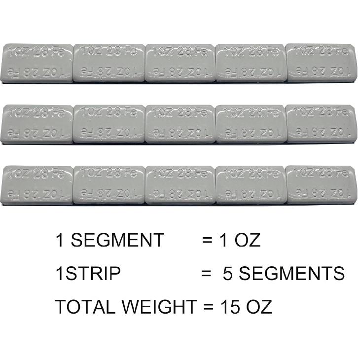1 Oz, Grey, 15 Pcs, Wheel Adhesive Stick-On Weight Mellow Style WW-100RG15