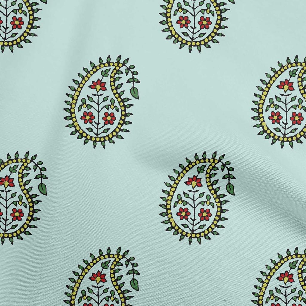oneOone Cotton Flex Green Fabric Block Dress Material Fabric Print Fabric By The Yard 40 Inch