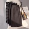 Ultra-Thick Woolen Plaid Midi Skirt - Women's High Waist A-line Bodycon for Autumn/Winter