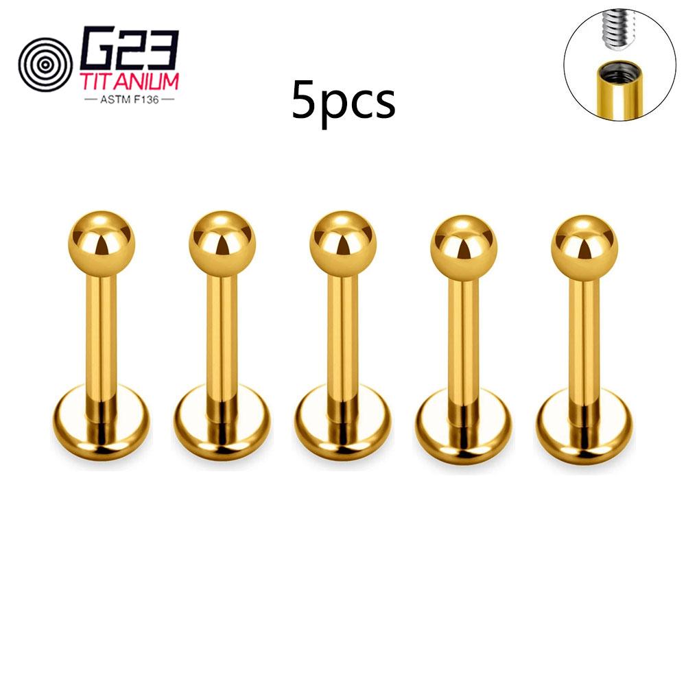 5Pcs/lot Lover Gift ASTM F136 Titanium 16G Cartilage Tragus Earrings Ear Lip Helix Studs Tongue Nail Body Piercing Jewelry