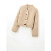 Womens Faux Fur Short Jacket Street Style Round Neck Long Sleeve Outerwear