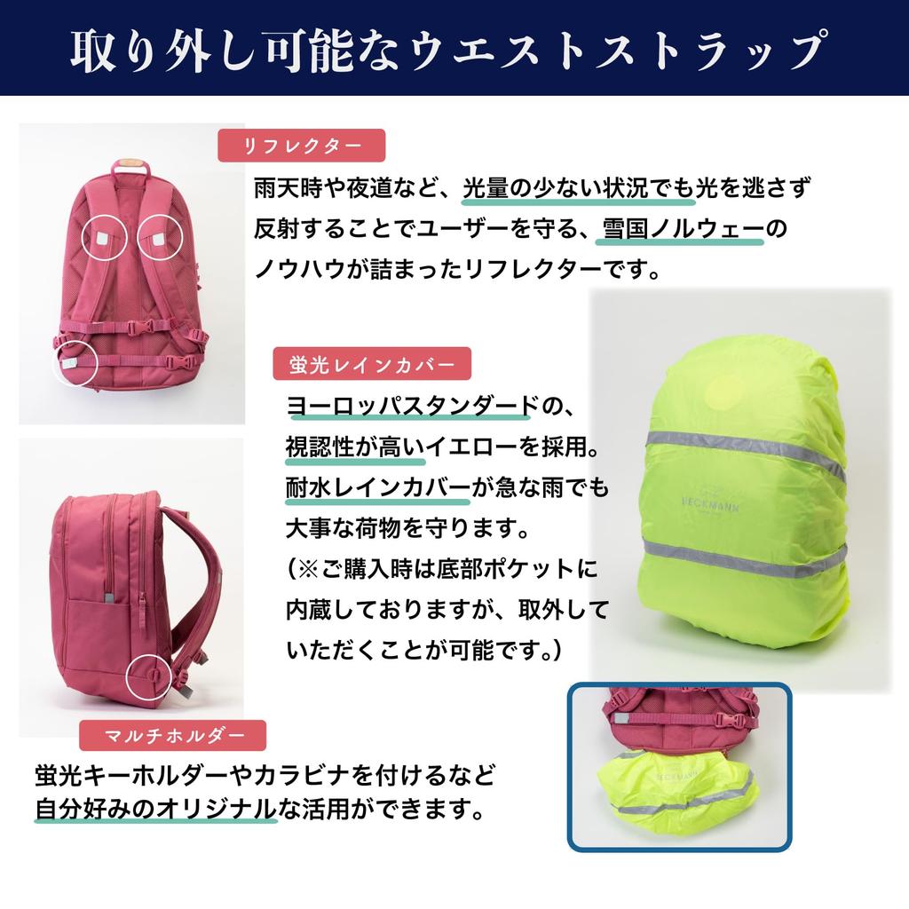 [BECKMANN] Beckman Norway Backpack URBAN Midi Rose Kids Women's Backpack Nordic Ergonomic Lightweight Rain Cover Included