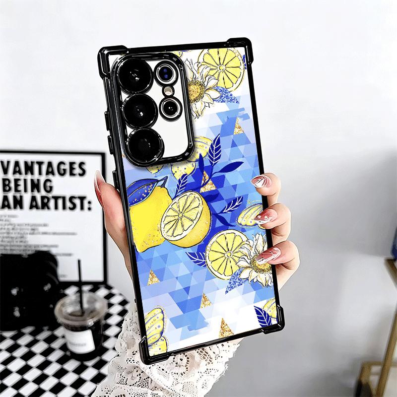 Mediterranean Lemon Soft Phone Case For Samsung Galaxy S26 Ultra S25 Edge S24 FE S23 Plus S22 S21 + S20 Plating Anti-Fall Fundas