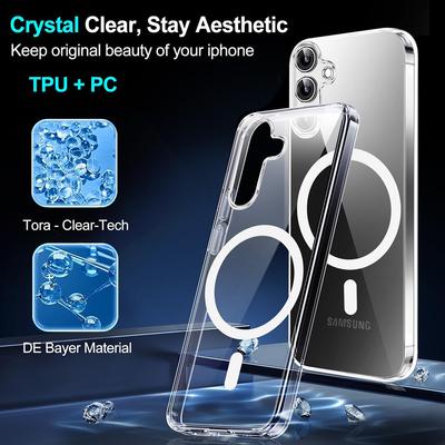 Magsafe Magnetic Wireless Charging Case For Samsung Galaxy S25 Edge S24 S23 S21 FE S22 Ultra Plus Hybrid Hard Cover Clear Soft