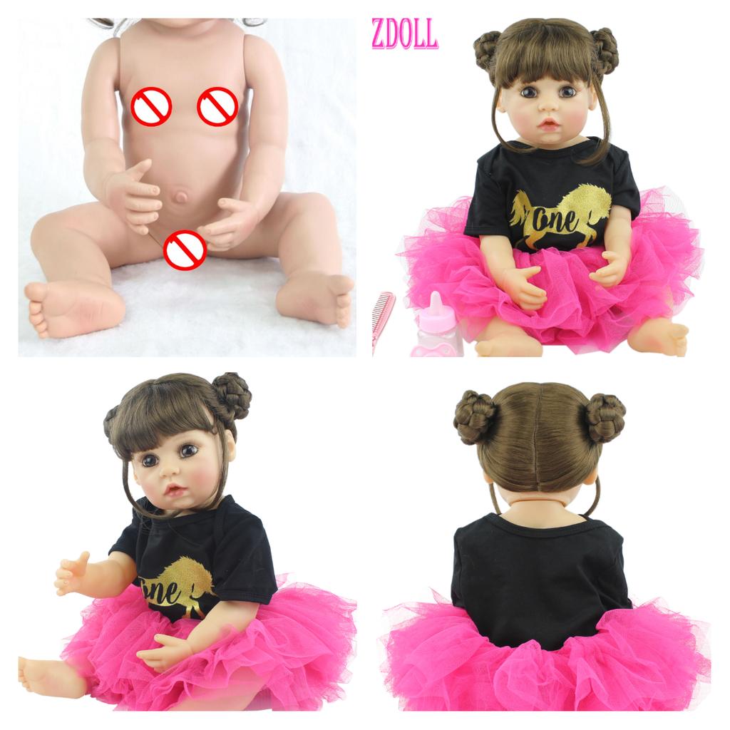 BZDOLL 55cm miękkiego silikonu Reborn Doll zabawka 22 cali jak prawdziwy winyl żywe dzieci element ubioru księżniczka maluch dziewczyna piękny prezent urodzinowy dla dzieci