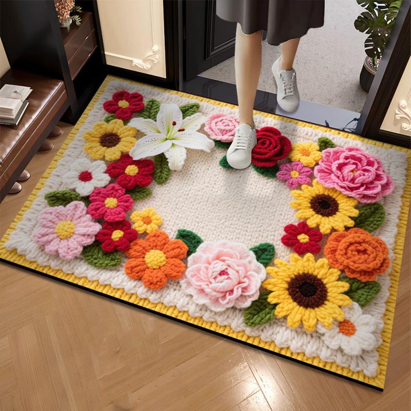 

3D Цветочный Ковер Напольный Коврик Ванная Комната Впитывающий Противоскользящий Быстросохнущий Коврик для Ног 80 * 120cm