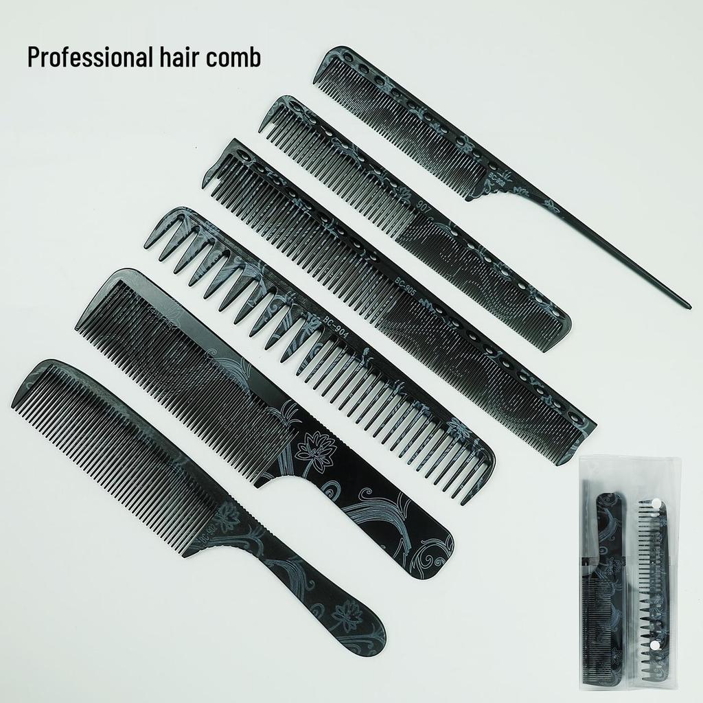 6-Piece High-End Hair Styling Comb Set for Barber and Salon Use