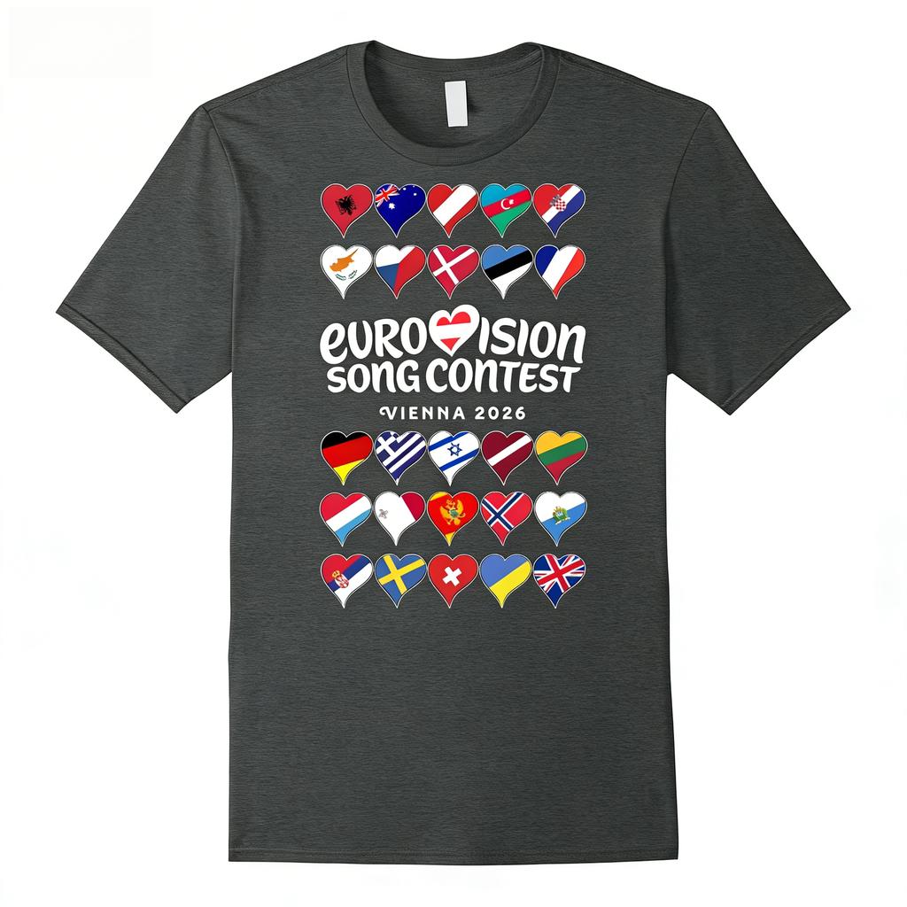 All Eurovision Song Contest Vienna Austria 2026 Men Women T Shirt Fashion Casual Pure Cotton Shortsleeved Top Y2K Tshirt