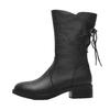 British medium boots women's 2025 winter new leather boots thick heel mother medium heel Martin boots fashion versatile boots