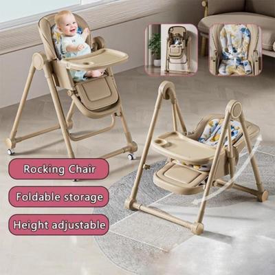3 In 1 Household Foldable Toddler Rocking Seat Multifunctional Baby Dining Chair Height Adjustable Kid Feed Chair