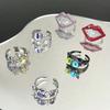 Red Lips Mouth Cat Eye Opening Ring Set Cold Style Personality Fashion Niche Design Ring Woman