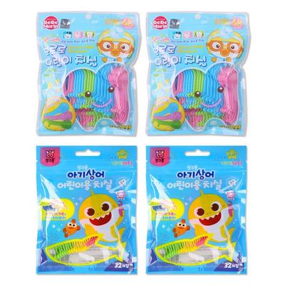 Haeho Pororo Children's Dental Floss 48p + Pinkfong Baby Shark Children's Dental Floss 32p Set, 1 Set