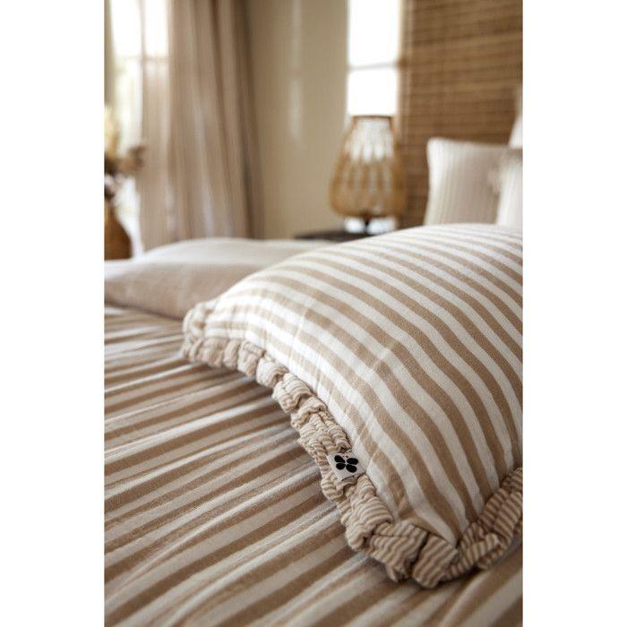 Reversible Washable Cushion "Romie Ficelle" All Sizes Dyed Woven Cotton Gauze the Butterfly Effect - 45x45