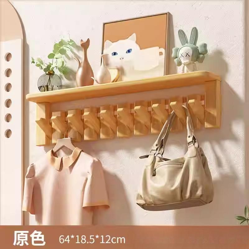 Modern Nordic Solid Wood Wall Mounted Clothes Hanger Luxury Living Bedroom Storage Rack Creative Home Furniture