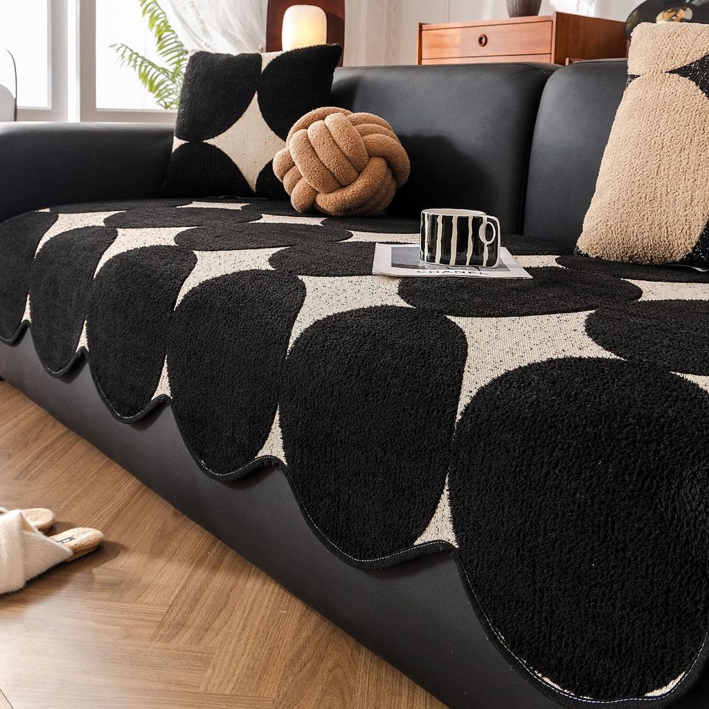 Speziell geformtes Sofakissen Herbst und Winter Neu Hochwertig Leichter Luxus Plüsch Anti-Katzenkratzer Rutschfest Leder Sofa Spezielles Sofa Handtuchbezug