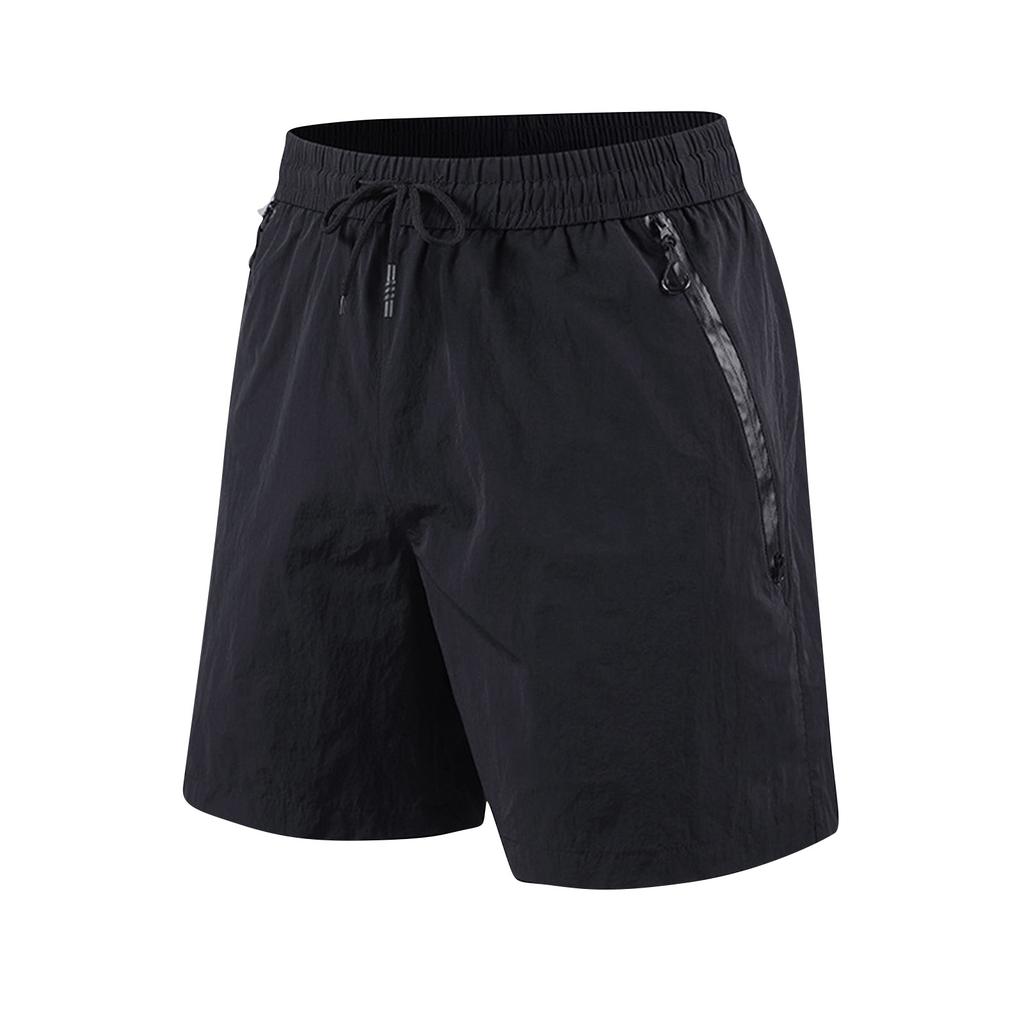 Men Drawstring Waist Shorts With Zipper Pockets Lightweight Breathable Fabric Relaxed Style For Outdoor Use