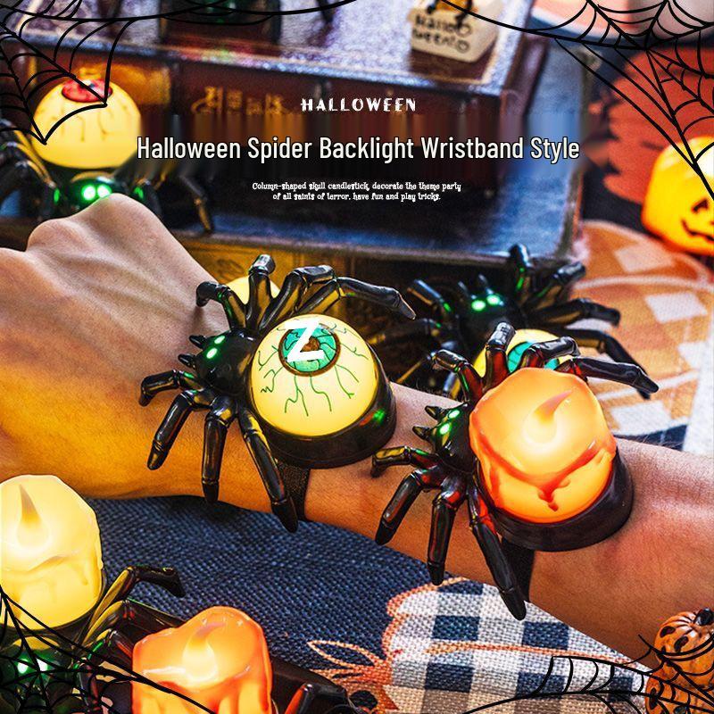 Halloween Aufleuchtendes Spinnen-Armband & Kürbislaterne für Kinder