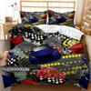 Conjunto de Roupa de Cama com Desenho de Escavadora e Trator de Construção 2/3 Peças King Amarelo Capa de Edredom Caminhão de Máquinas Capa de Colcha de Poliéster Carro para Crianças