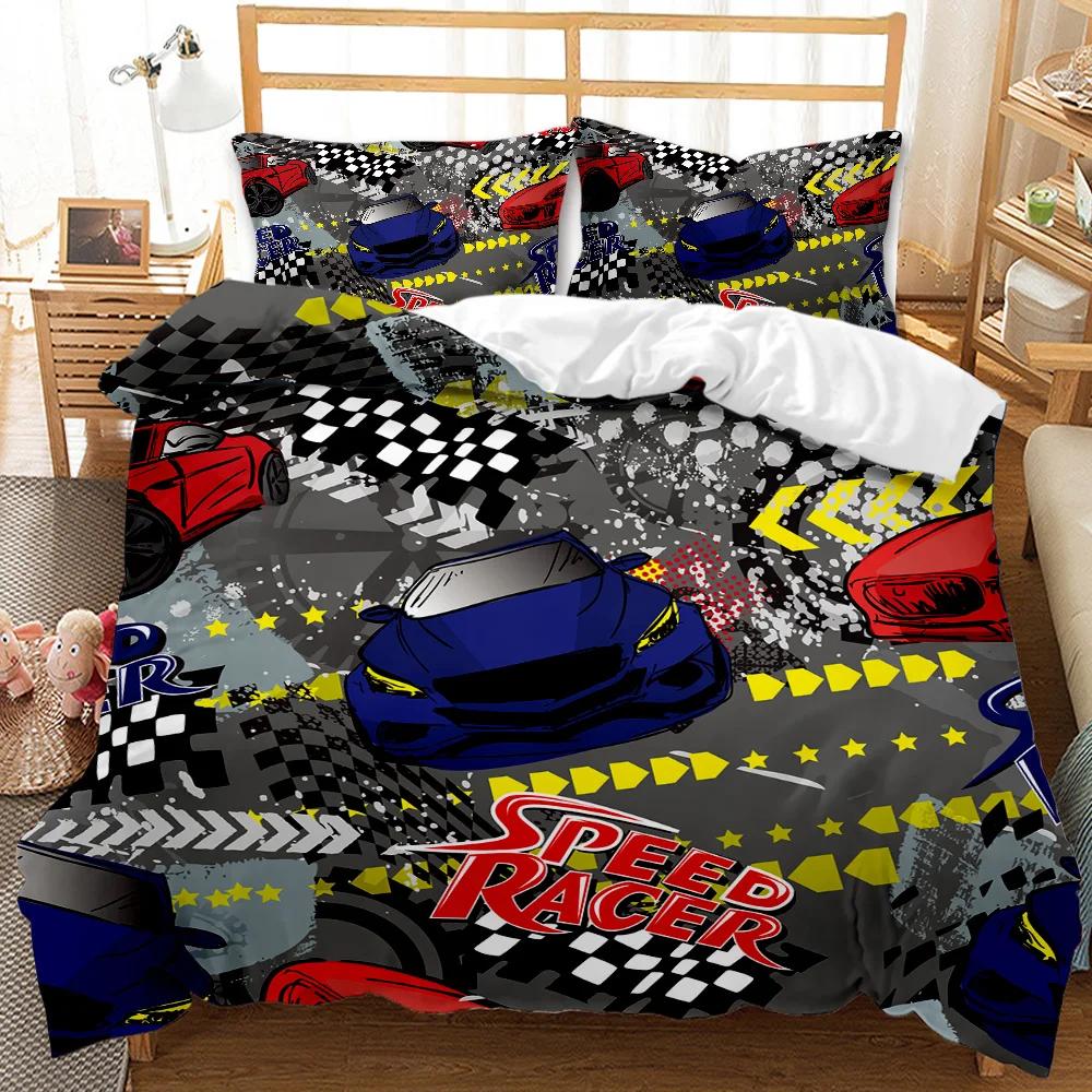 Conjunto de Roupa de Cama com Desenho de Escavadora e Trator de Construção 2/3 Peças King Amarelo Capa de Edredom Caminhão de Máquinas Capa de Colcha de Poliéster Carro para Crianças