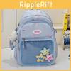 Urban Minimalist Nylon Backpack For School With Letter Rabbit And Butterfly Print Design For Teens And Students