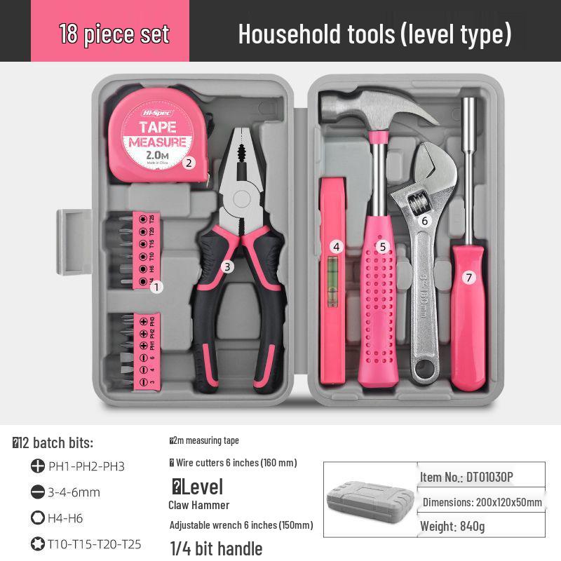 HiSpec Household Tool Set: Includes Pliers, Flathead & Phillips Screwdrivers, Tape Measure, Wrench, for Home Repairs.