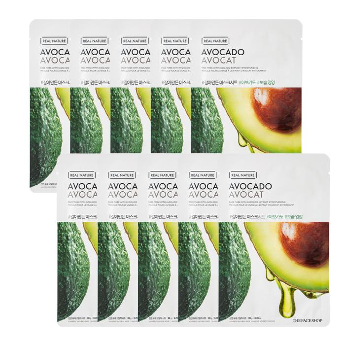 The Face Shop Avocado Real Nature Mask Sheet (1 Sheet × 10 Packs)