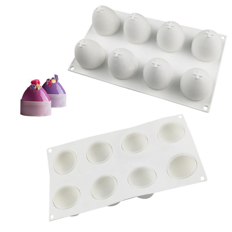 1 Pc 8 Egg Mousse Cake Mould Dessert Easter Egg Silicone Silicone Mould DIY Chocolate Baking Tool