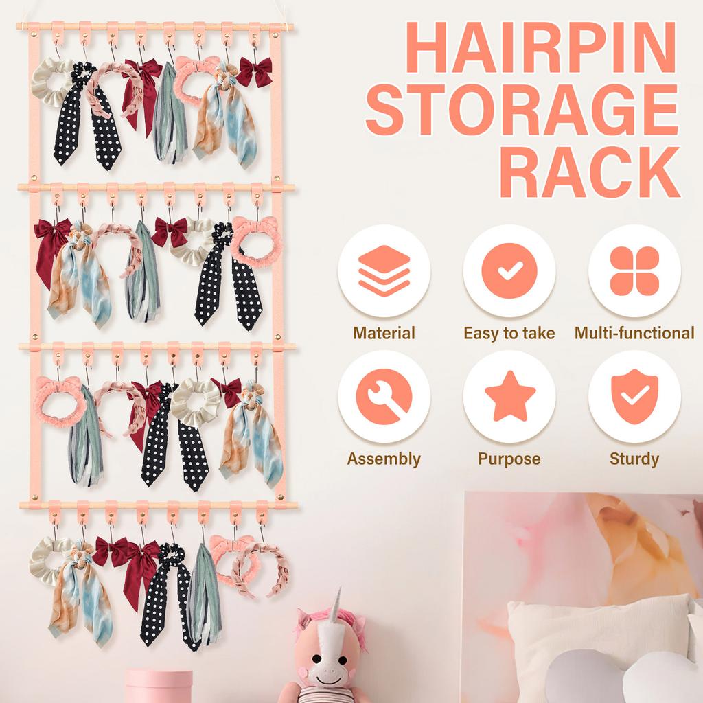Hair Bows Holder Large Capacity Headband Organizer Wall Hanging Hair Clip Storage Jewelry Accessory Decor