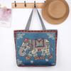 Elephant Hello Kitty Butterfly Embroidered Canvas Tote Bag With Seamed Stitching For Daily Use