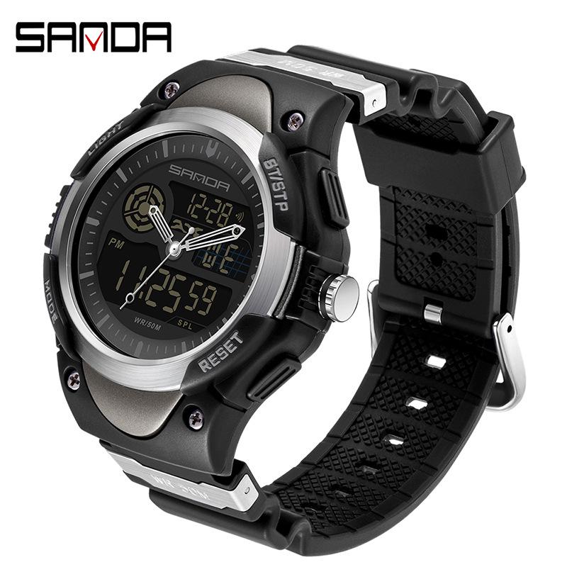 Sanda Youth Luminous Waterproof Sports Watch - Multifunctional Electronic Watch for Running and Swimming.