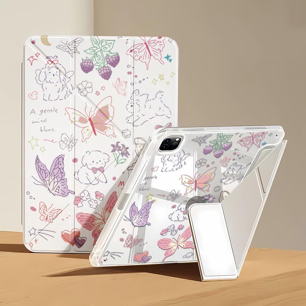 Smudged butterfly is suitable for iPad 11-inch Y folded edge sticker, tablet protective case with pen slot, iPad Pro13-inch hair generation