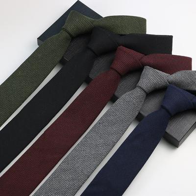 Herrslips smal 6 cm handgjord bomullsskjorta, avslappnad professionell, litterär och enkel, svart slips för damer, college, ren