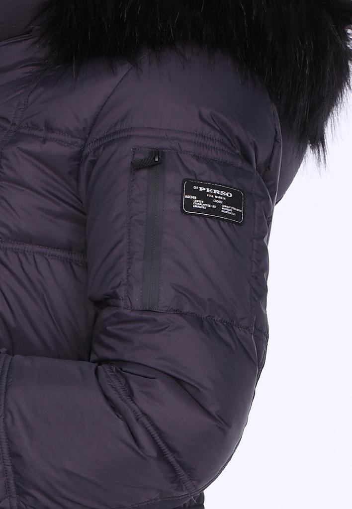 WOMEN' DOWN WINTER COAT WITH ECO FUR