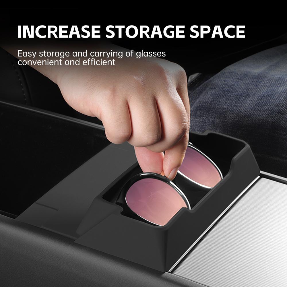 Für Tesla Model Y Juniper 2025 2026 Mittelkonsolen-Brillenfach Silikon-Aufbewahrungsfach Aufbewahrungsbox Auto-Innenraumzubehör