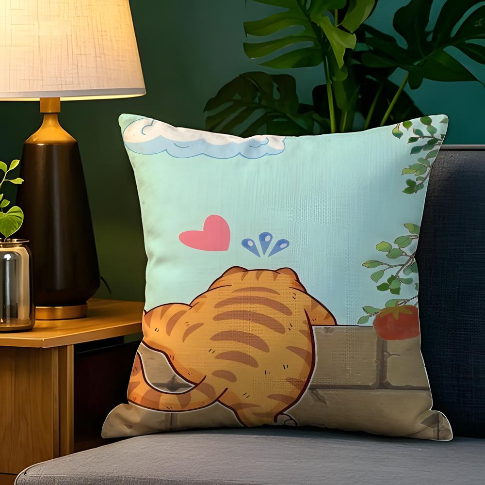 Funny cute cat peeking out  Pillow Case Natural Linen Pillow Case DoubleSided Decor Sofa Pillowcase Home Decor