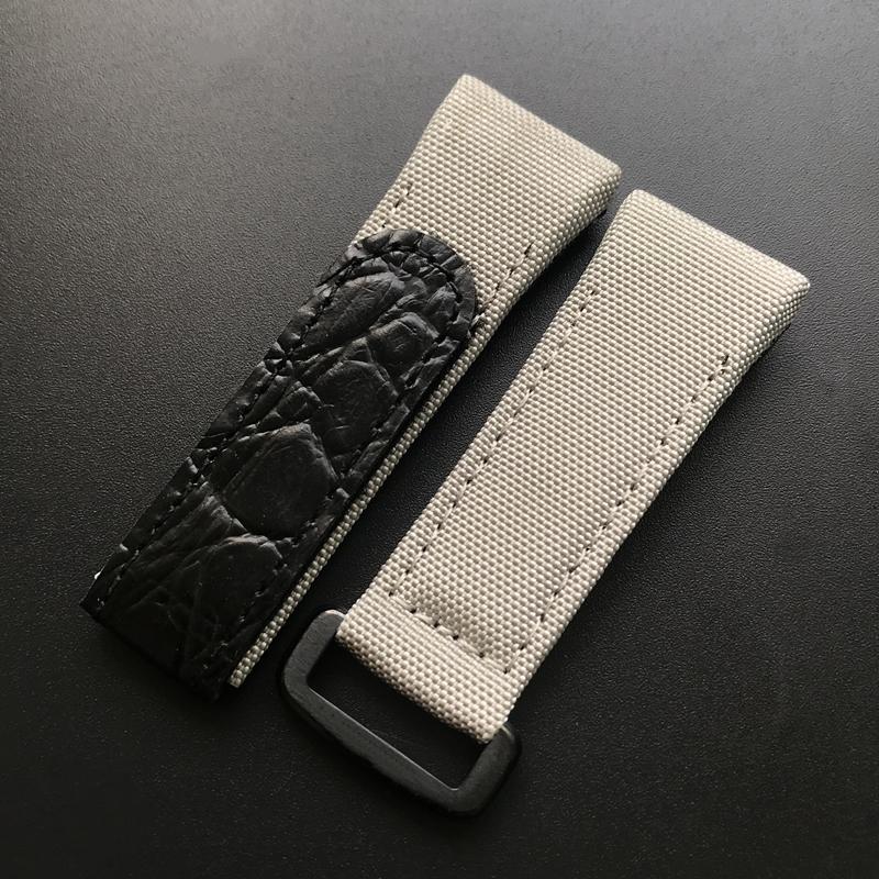 

25 мм черный, синий, серый, красный нейлоновый холст с крокодиловой кожей ремешок для часов для Richard Mille RM50 RM53 ремешок для часов браслет 25mm серый