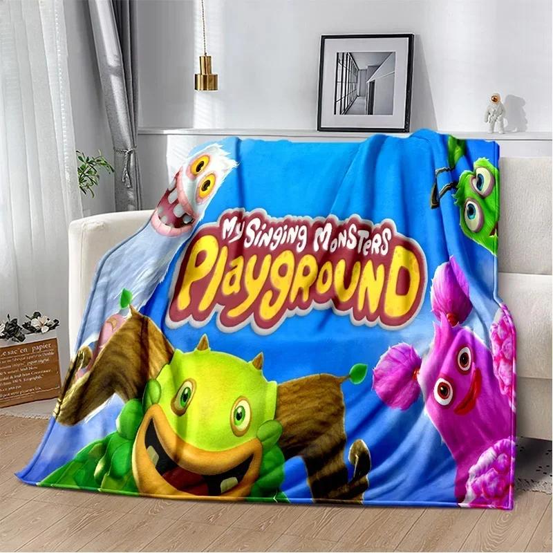 My Singing Monsters Videospiel-Cartoon-weiche Plüschdecke, Flanelldecke, Überwurfdecke für Wohnzimmer, Schlafzimmer, Bett, Sofa, Picknick