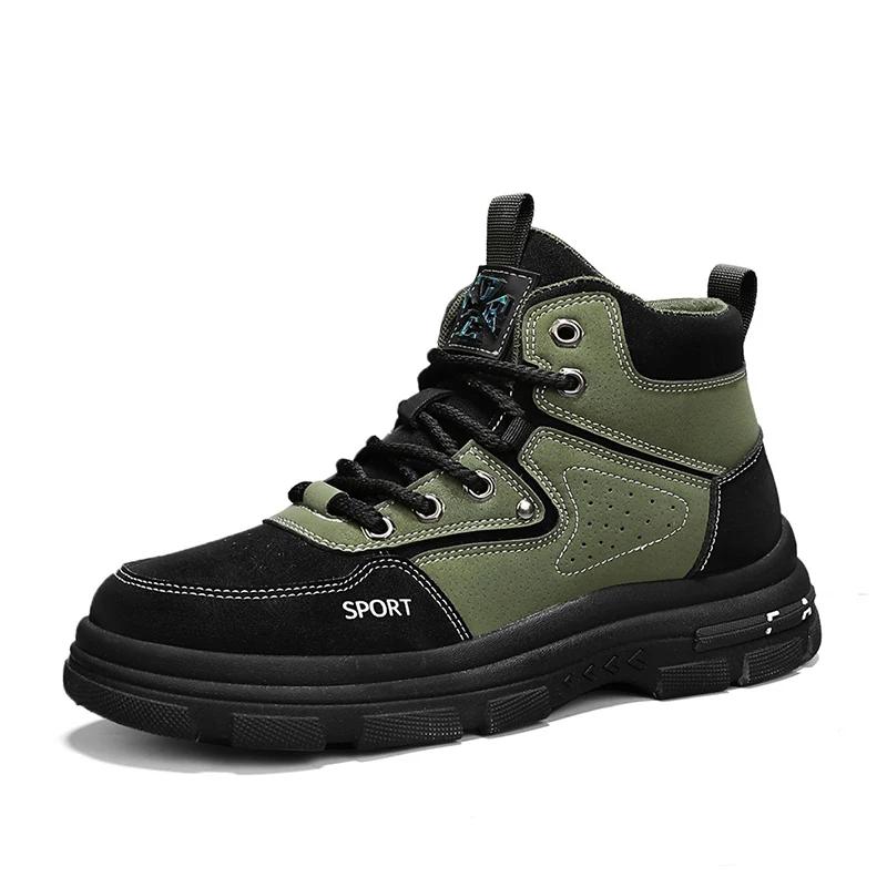Fashion Men Boots Casual Shoes Leather Outdoor Platform Walking Fashion Luxury Designer Work High Top Ankle Sneakers Cowboy Winter Work
