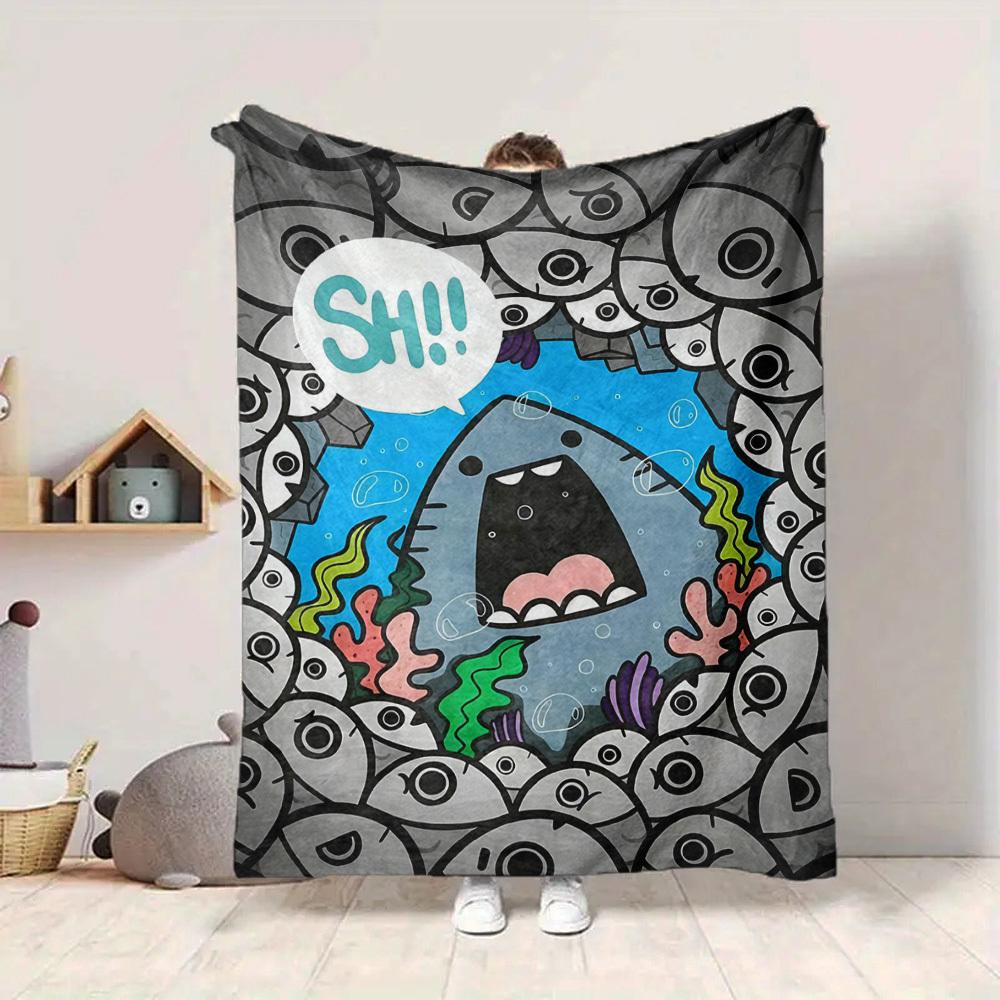 1pc Shark Eyes Print Blanket   Lightweight Flannel Throw Blanket For Sofa, Bed, Living Room, Office, Outdoor Travel, Camping