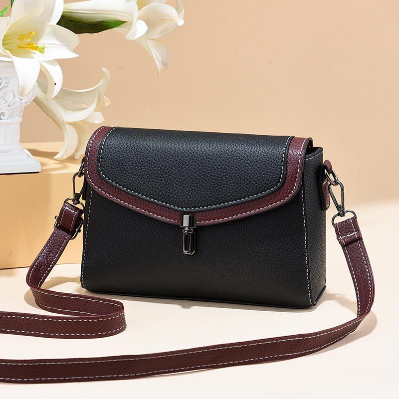 

Модная женская сумка через плечо из искусственной кожи, молодежная женская маленькая квадратная сумка, легкая простая женская повседневная сумка-мессенджер 18x7x12cm чёрный